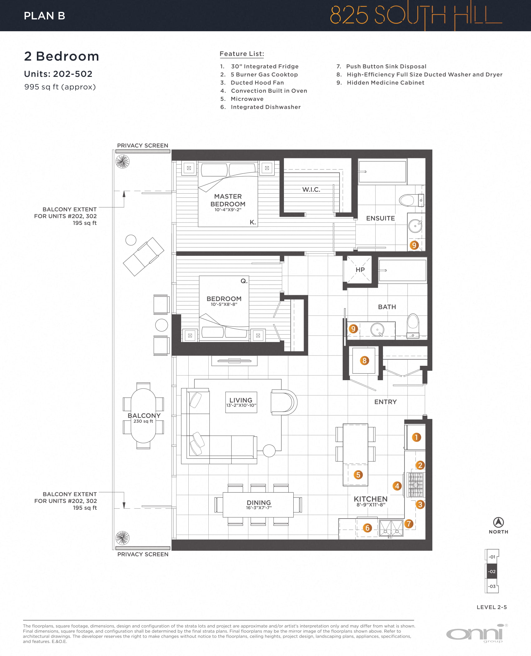 Floor plan for 2 beds, 2 baths, 993 sqft